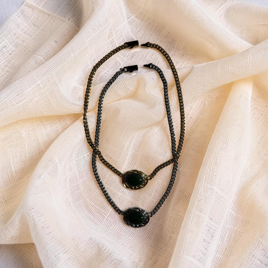 Jade Vintage Oval Necklace