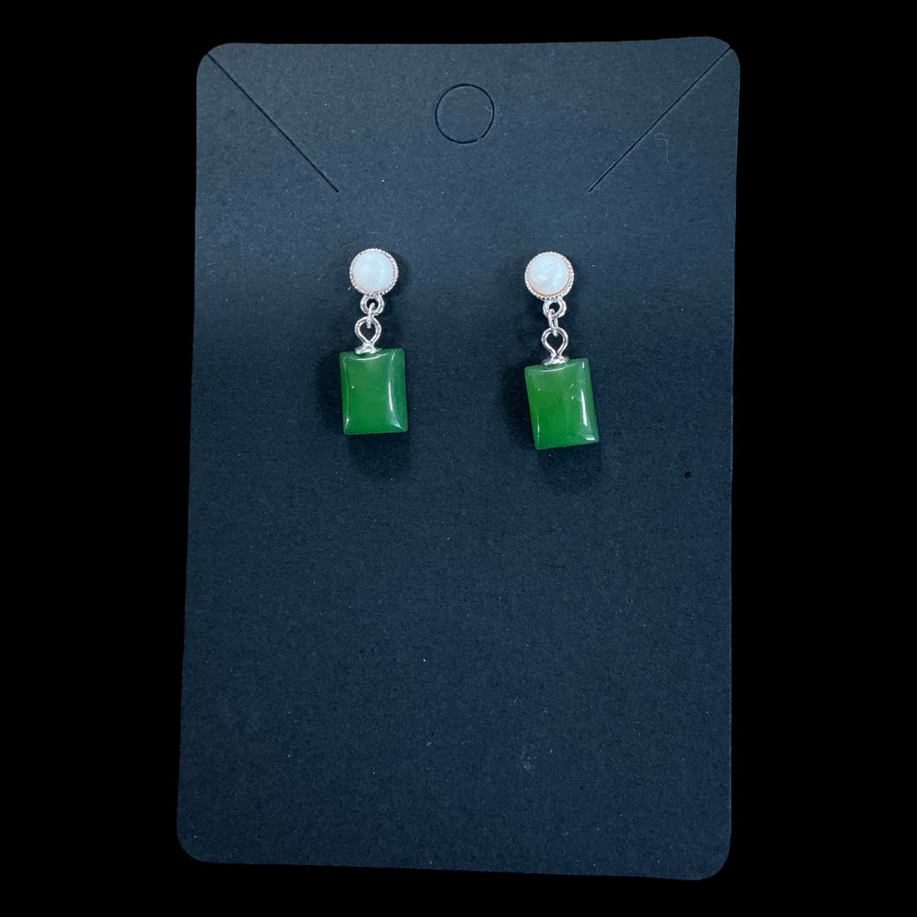 Jade Pearl Square Earrings