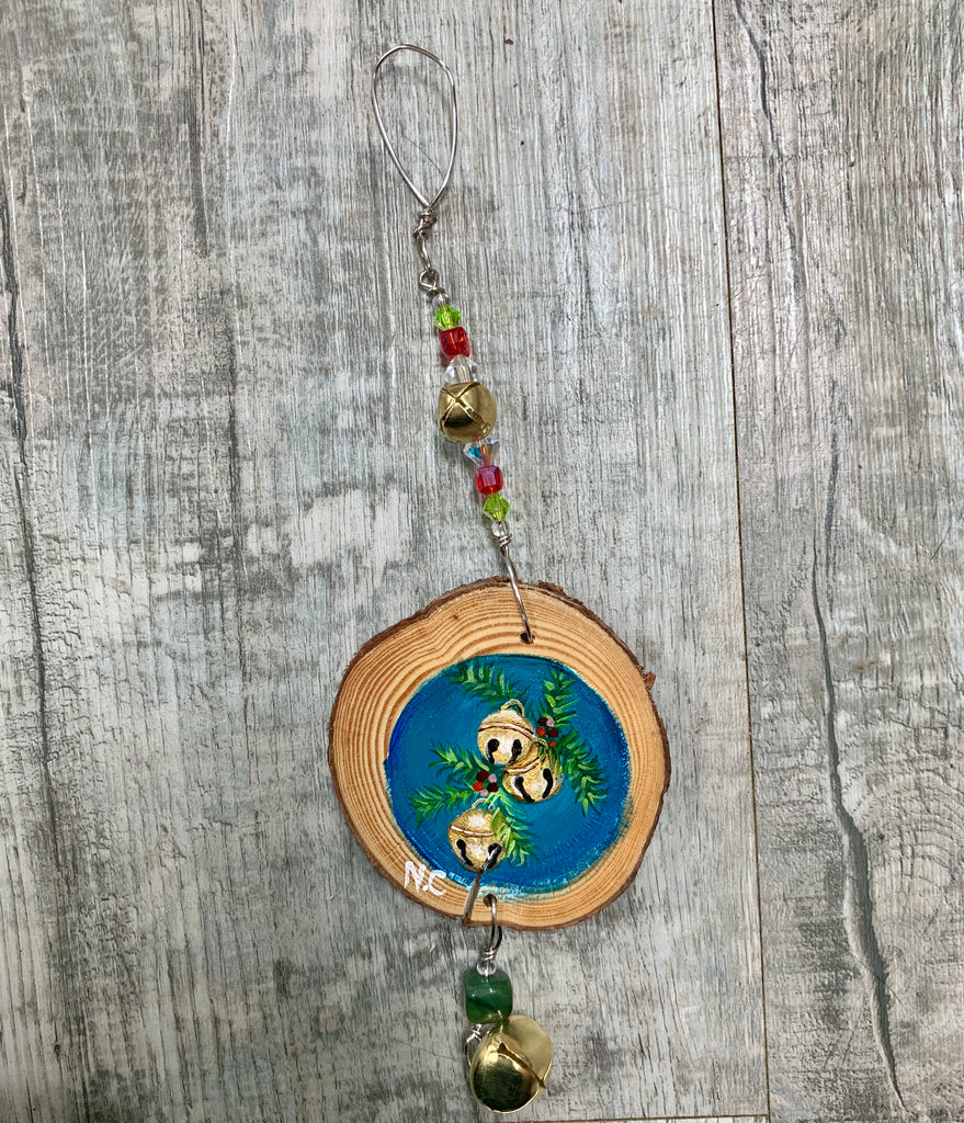 Jade City Creations- Wood Rounds Christmas ornaments