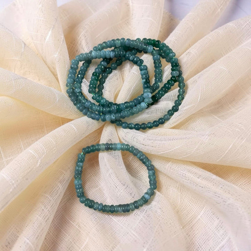 Blue Jade Flat Bead Bracelet
