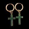 Jade and Stainless Gold Hoop Earrings