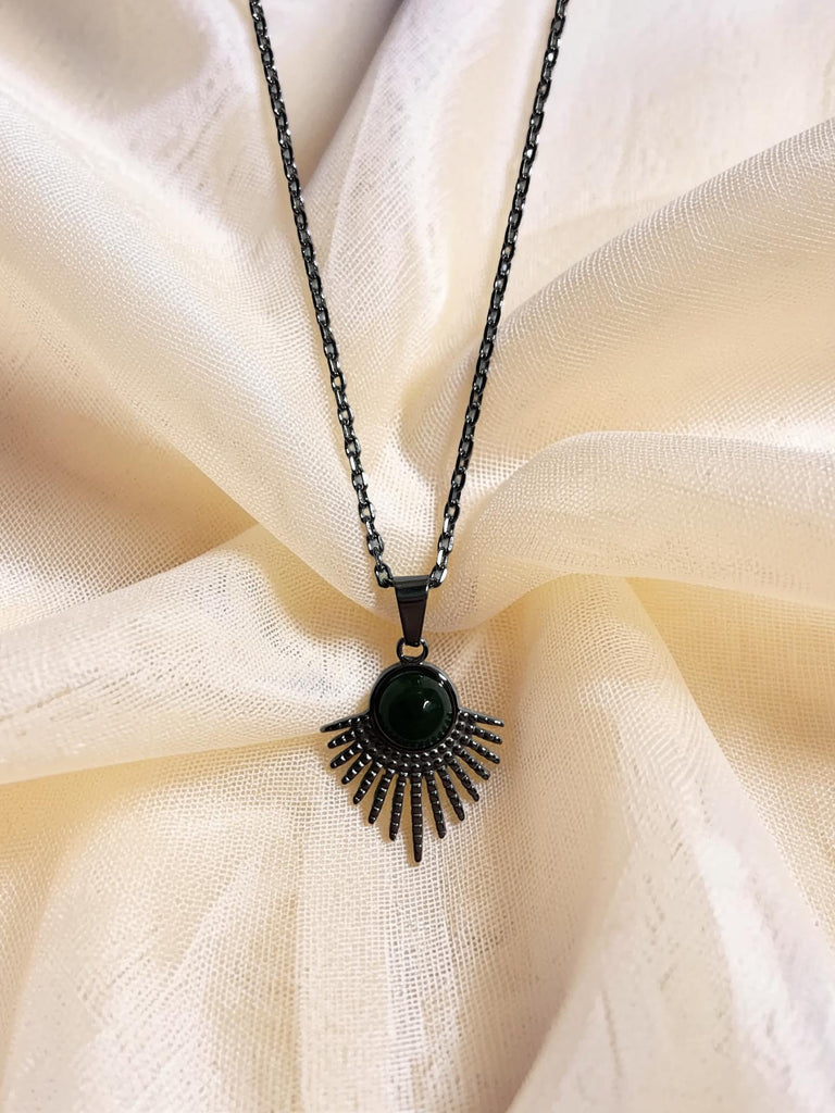 Jade Sun Burst Earrings and Necklace