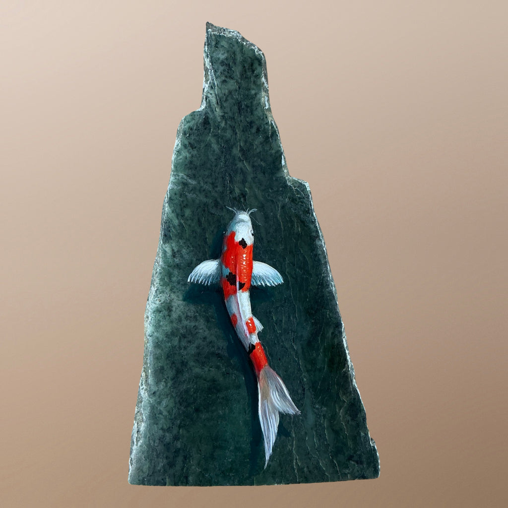 Koi fish painting on Jade