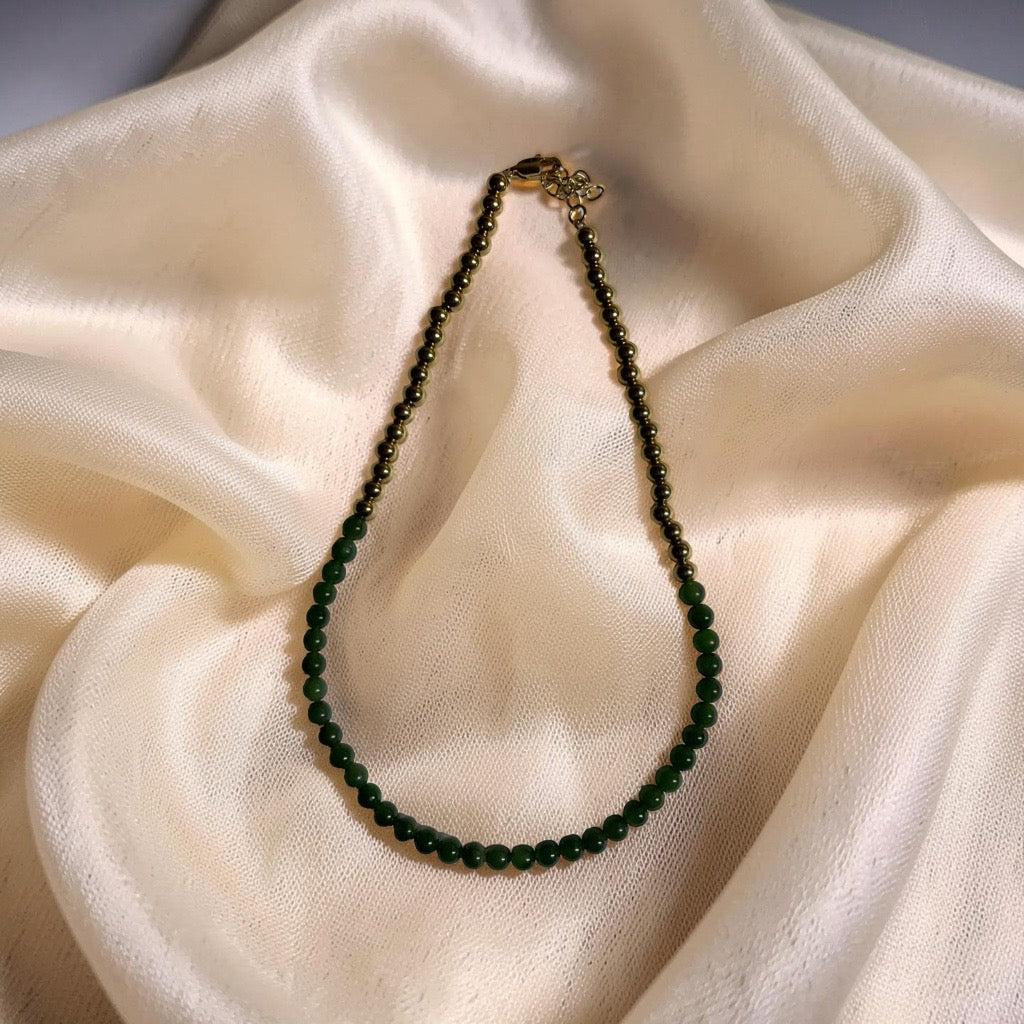 Jade and Stainless Beaded Necklace