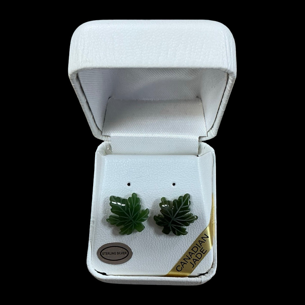 Jade Maple Leaf Studs