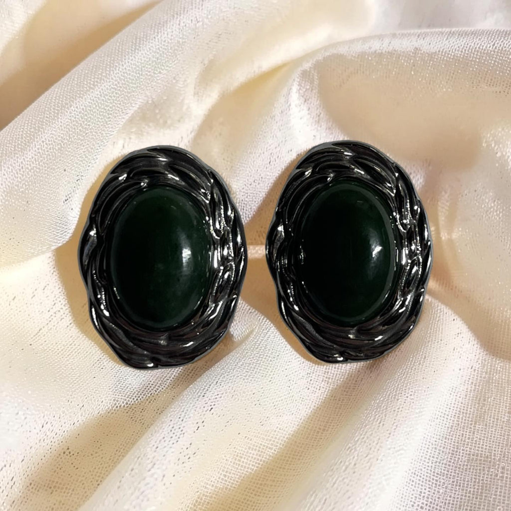 Jade Oval Vintage Earings