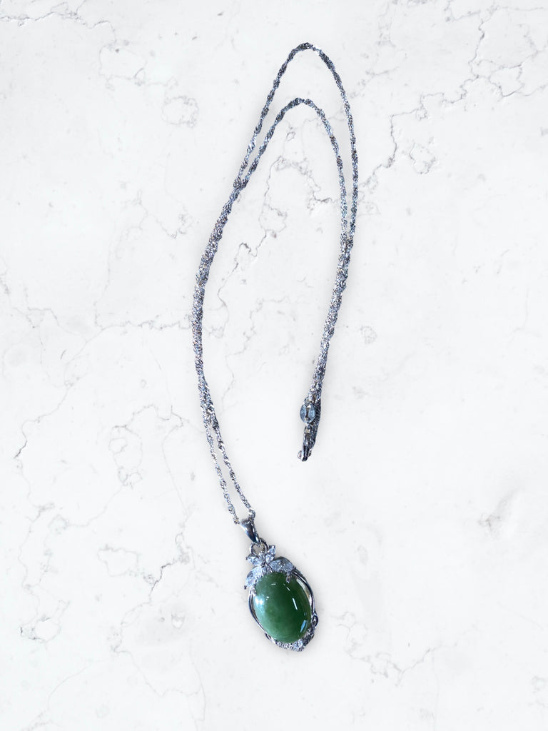 Jade Pendant Necklace Butterfly on Top