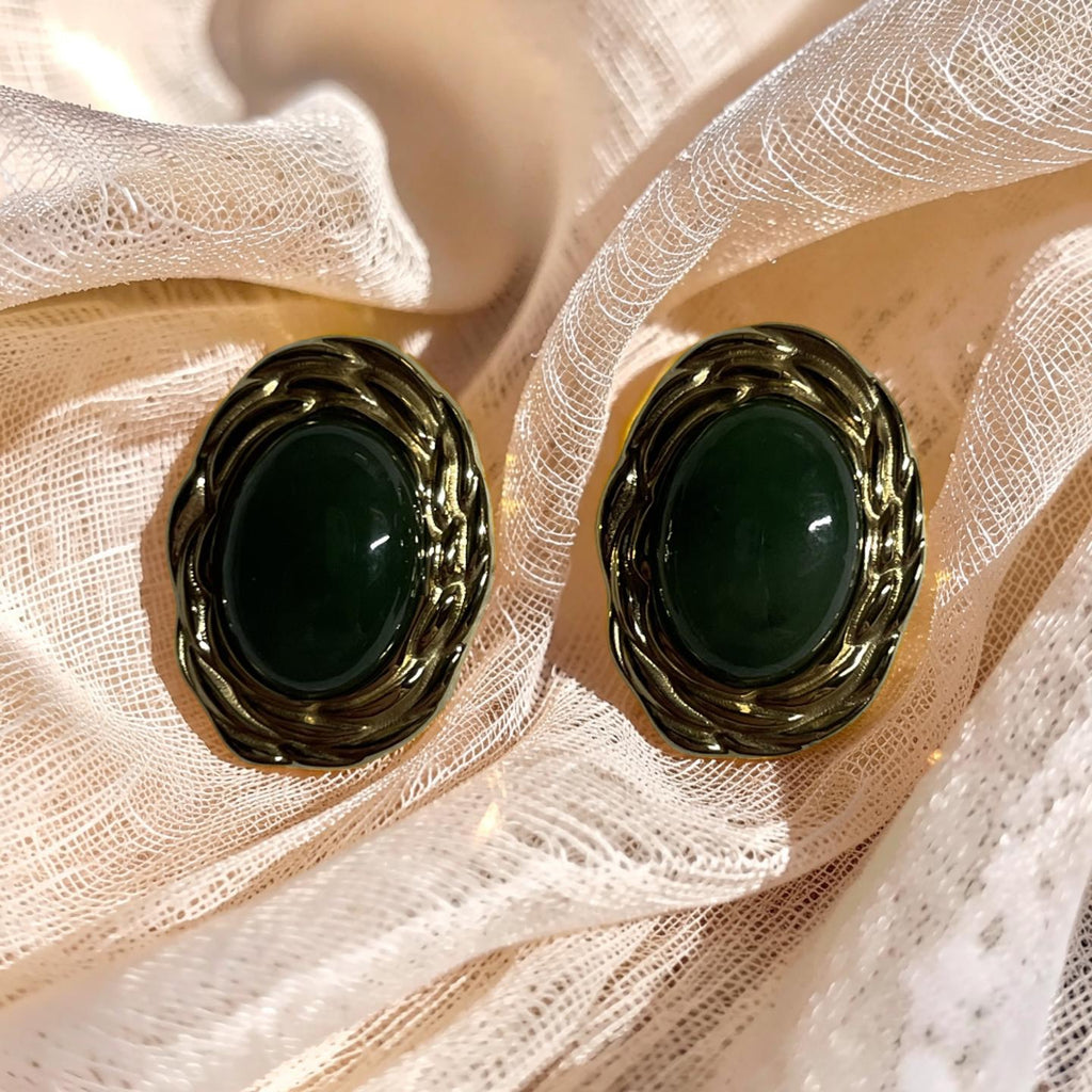 Jade Oval Vintage Earings