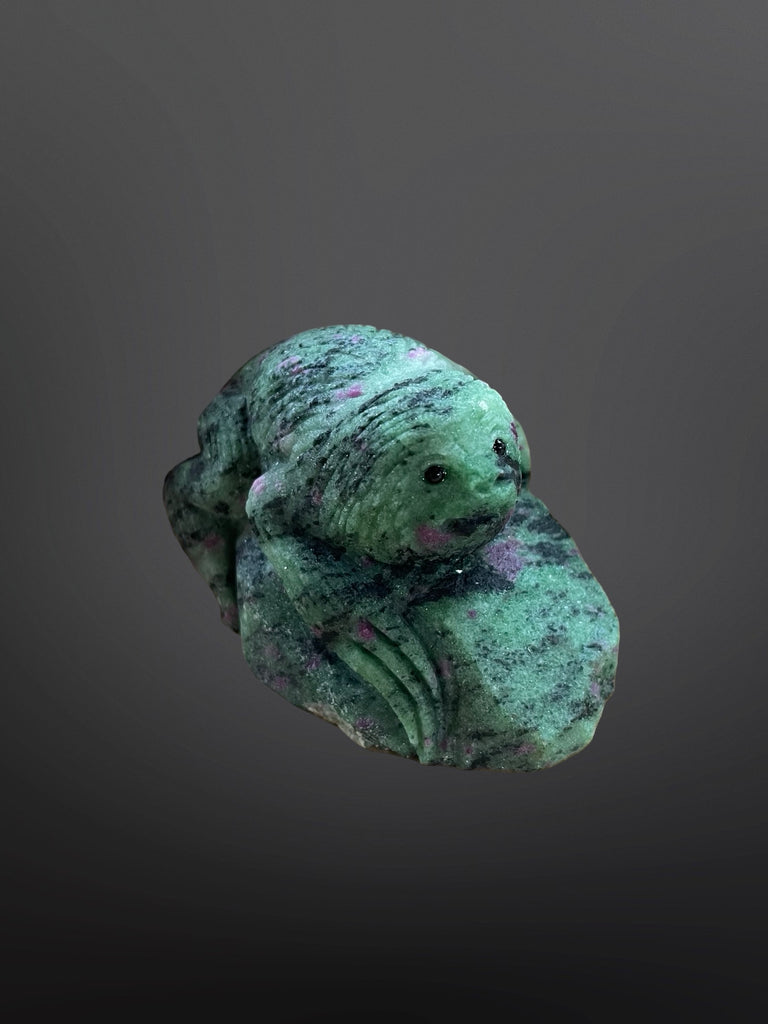 Stone Sloth - Amazonite or Zoisite with Ruby