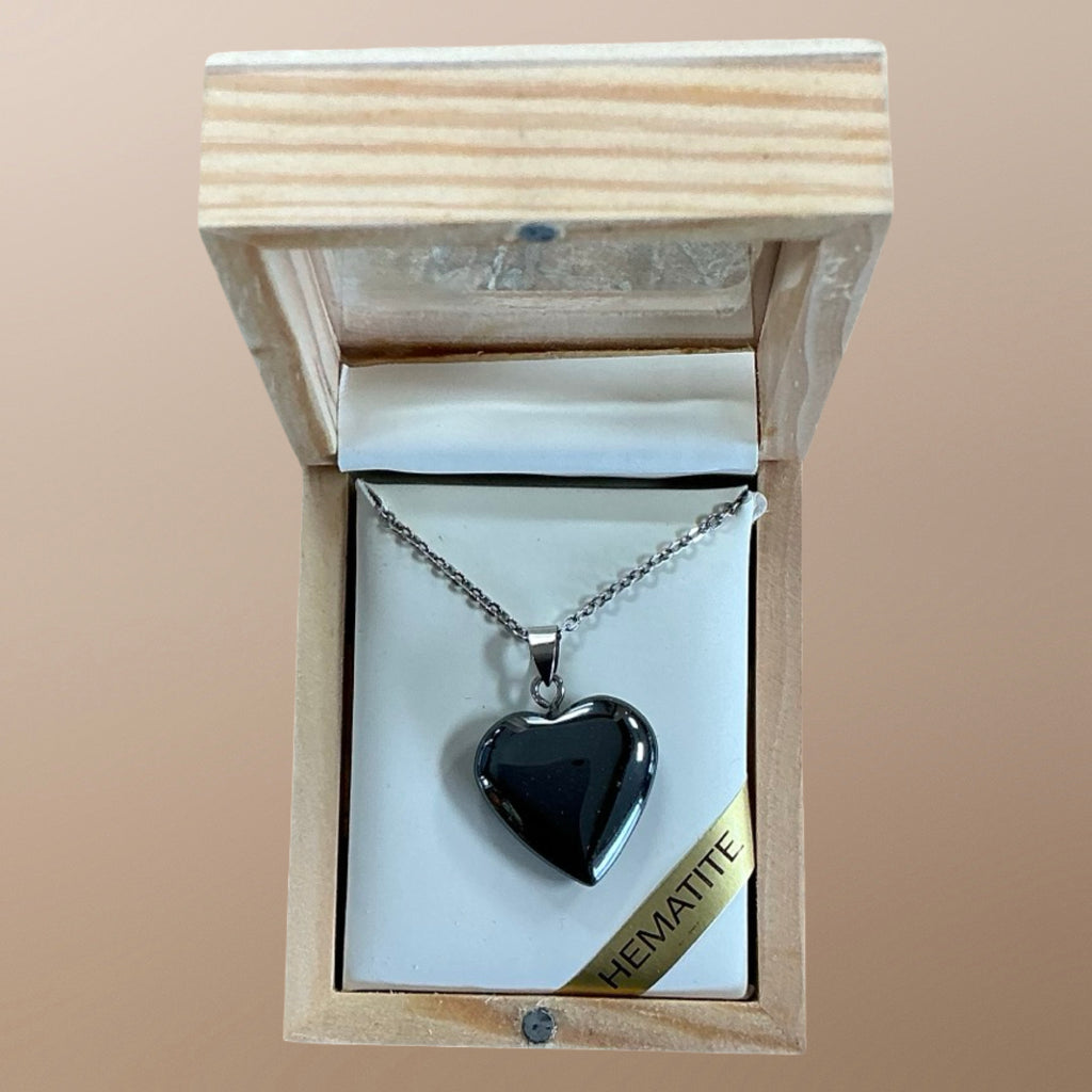 Hematite Heart Silver Necklace