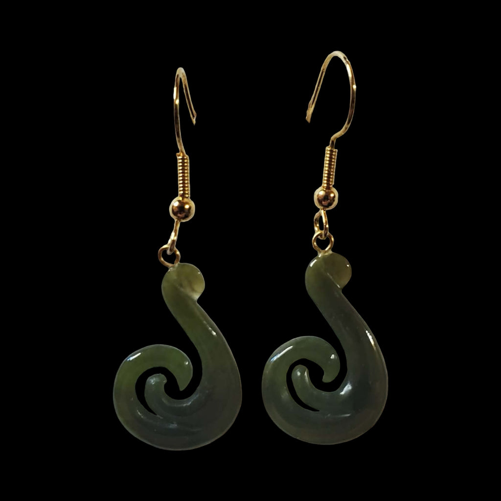 Jade Maori Hook with Swirl Earring