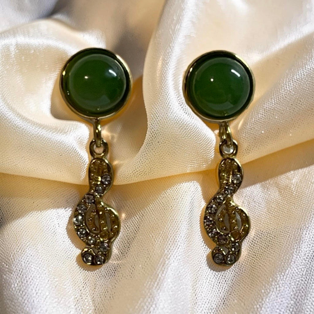 Jade Stud with Musical Note Charm