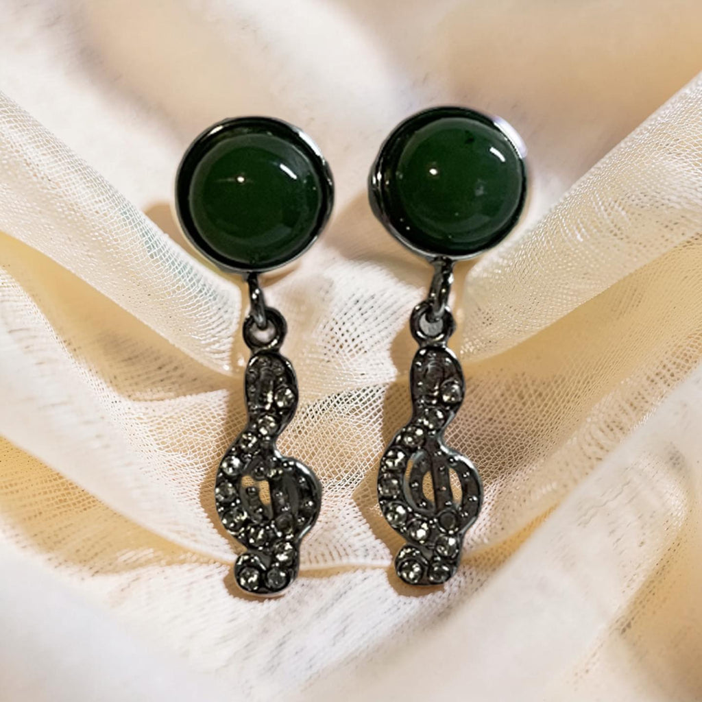 Jade Stud with Musical Note Charm