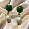 Jade Stud and Dangle Pearl Earrings
