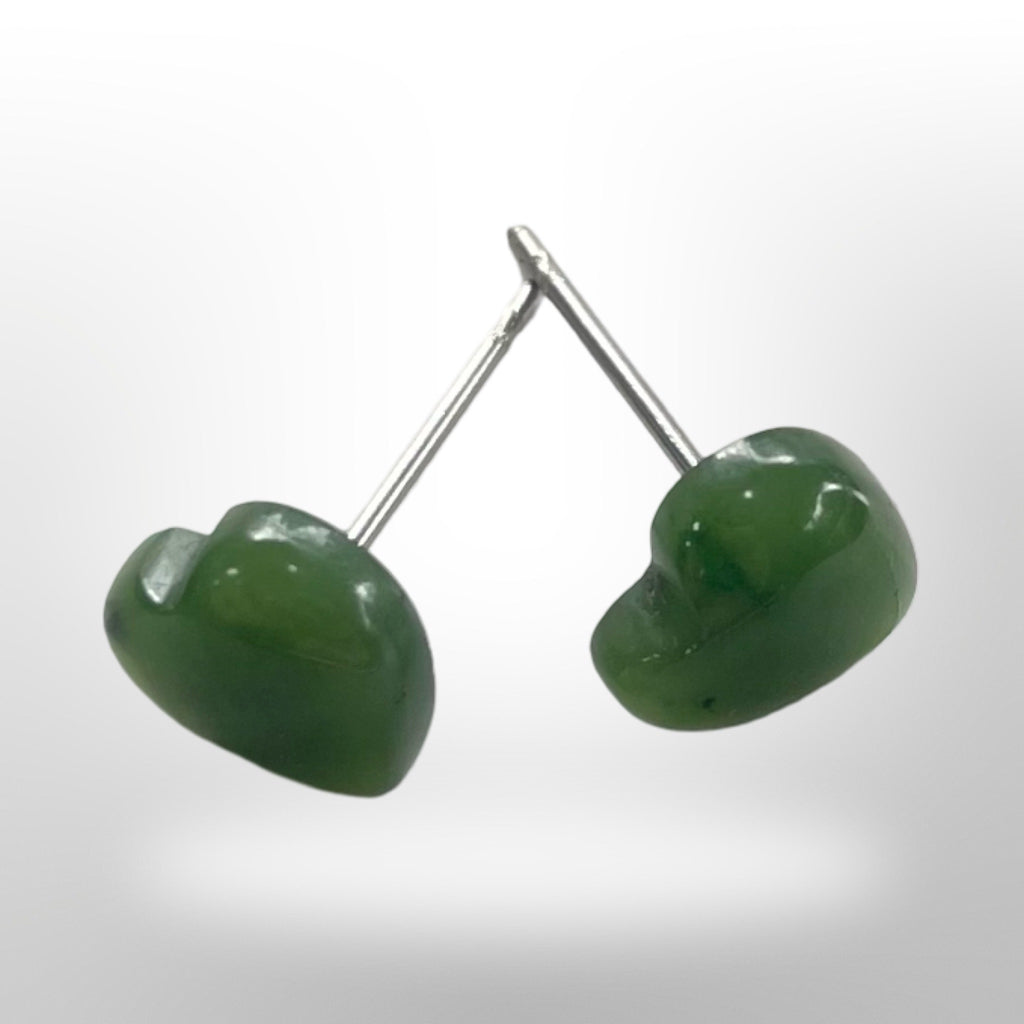 Jade Heart Studs