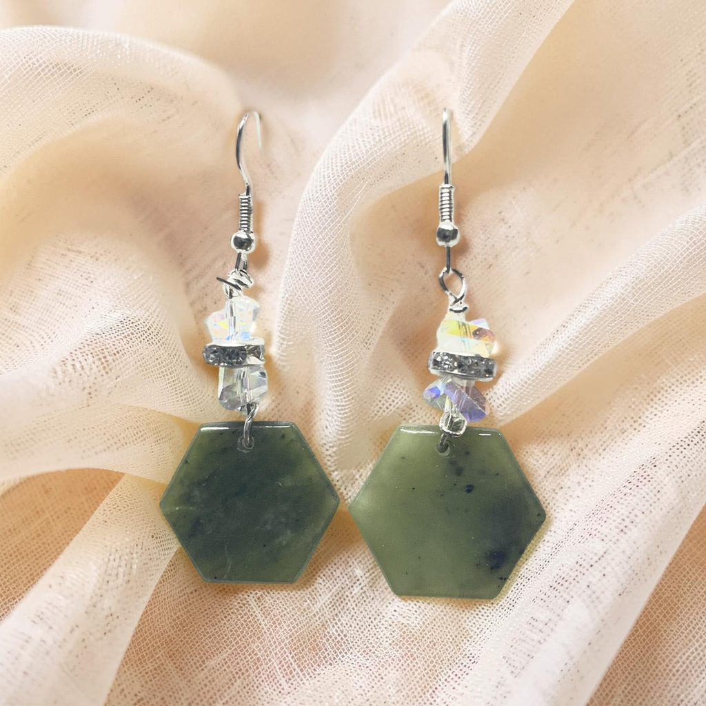 Jade Hexagonal Dangle Earrings