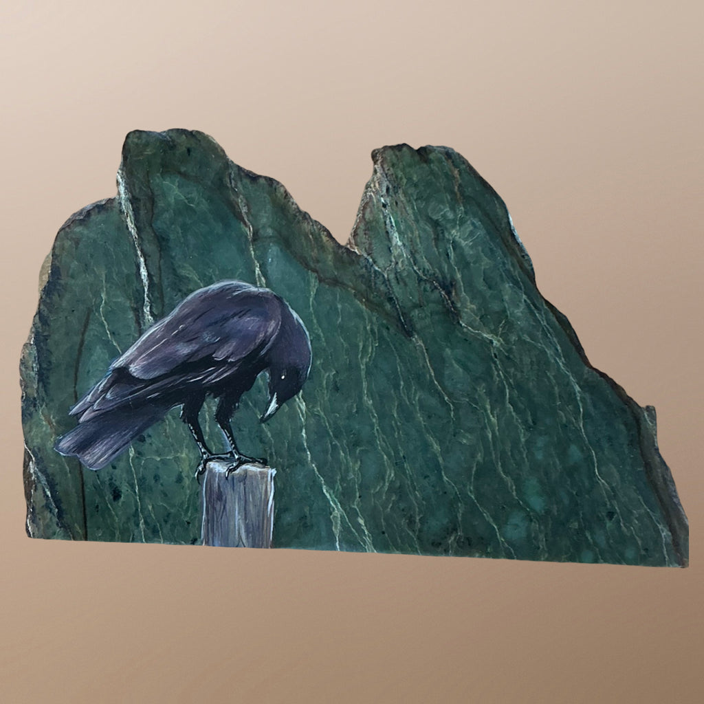 Raven painting on Jade