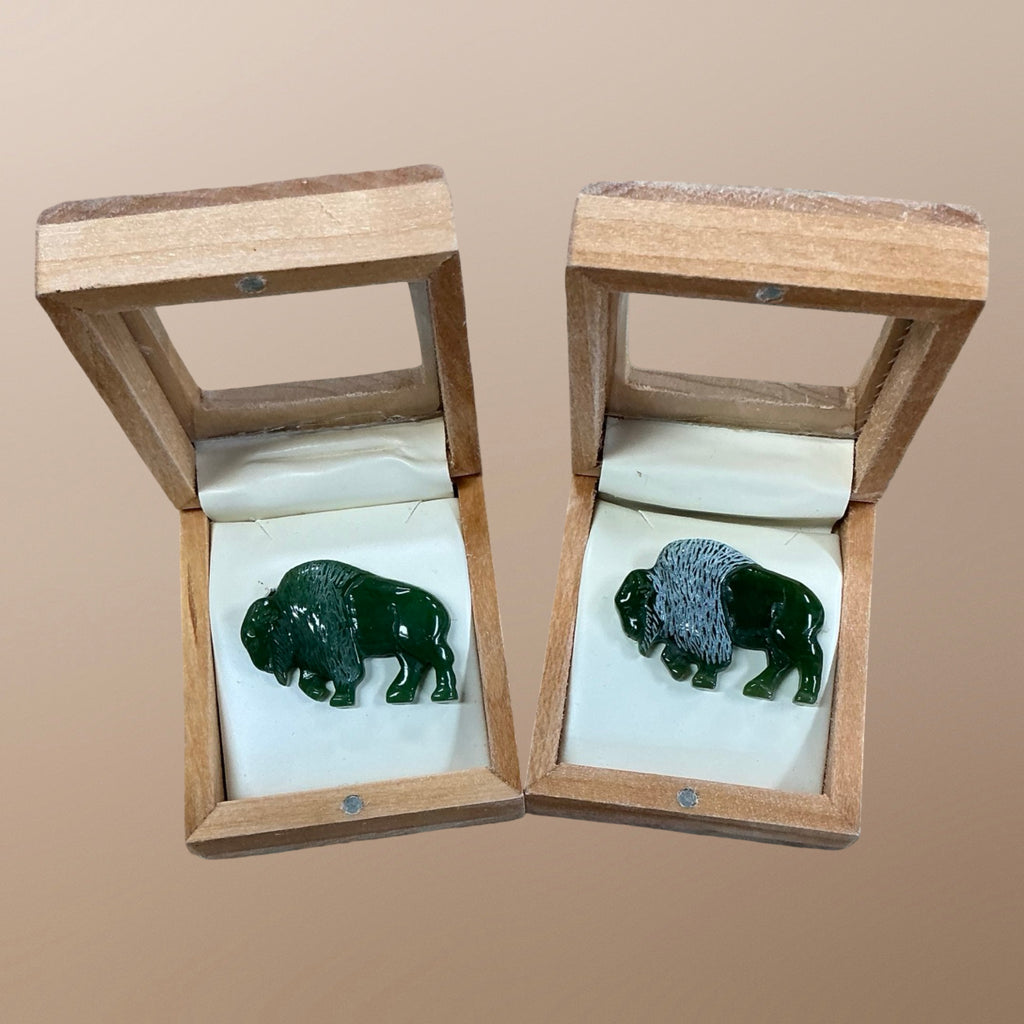 Jade Buffalo Brooch