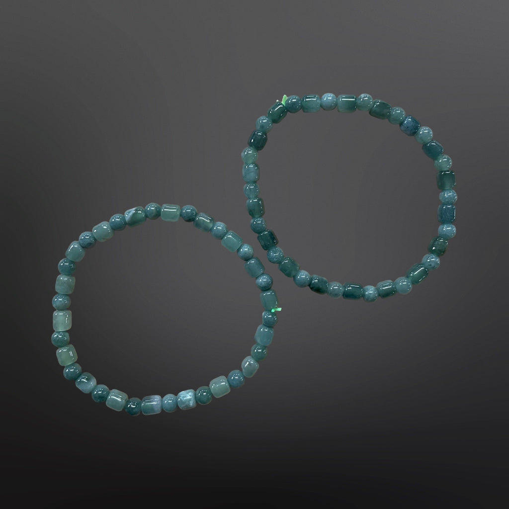 Blue Jade Barrel Bead Bracelet