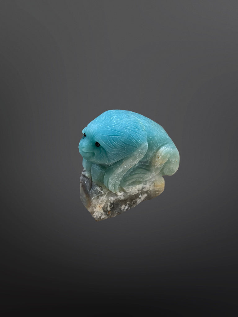 Stone Sloth - Amazonite or Zoisite with Ruby