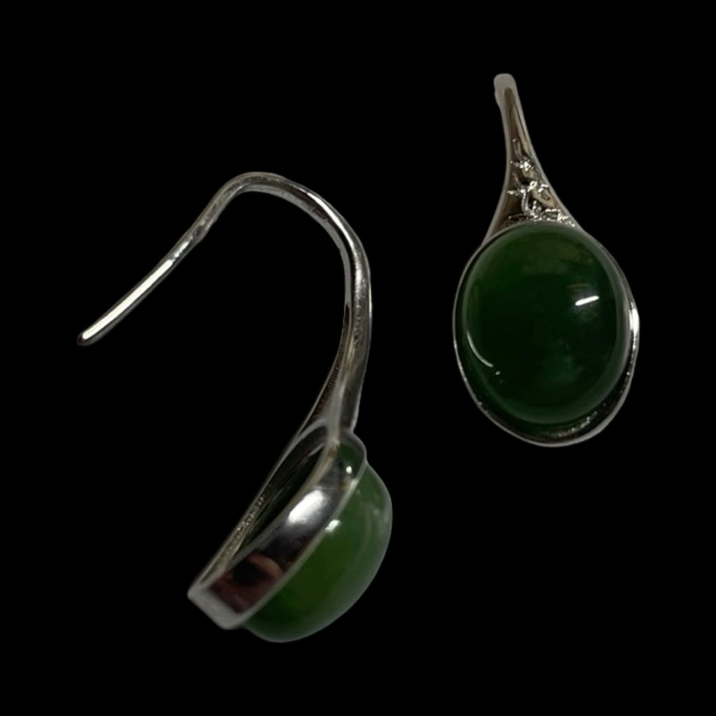 Jade Oval Drop Earrings