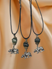 Stainless Steel Bear Necklace with a Jade Bead