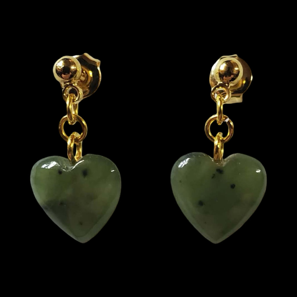 Jade Heart Dangle Earrings