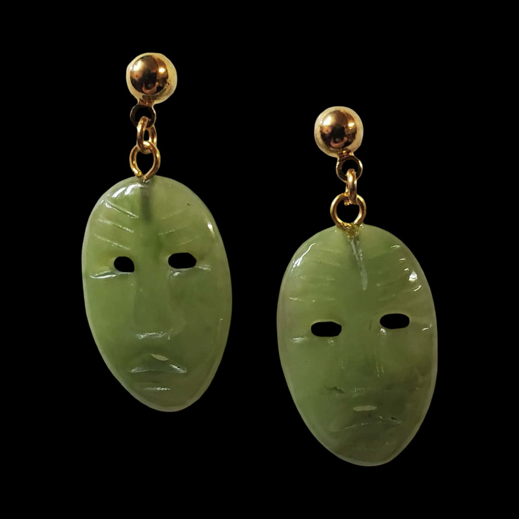Jade Mask Earrings and Pendant