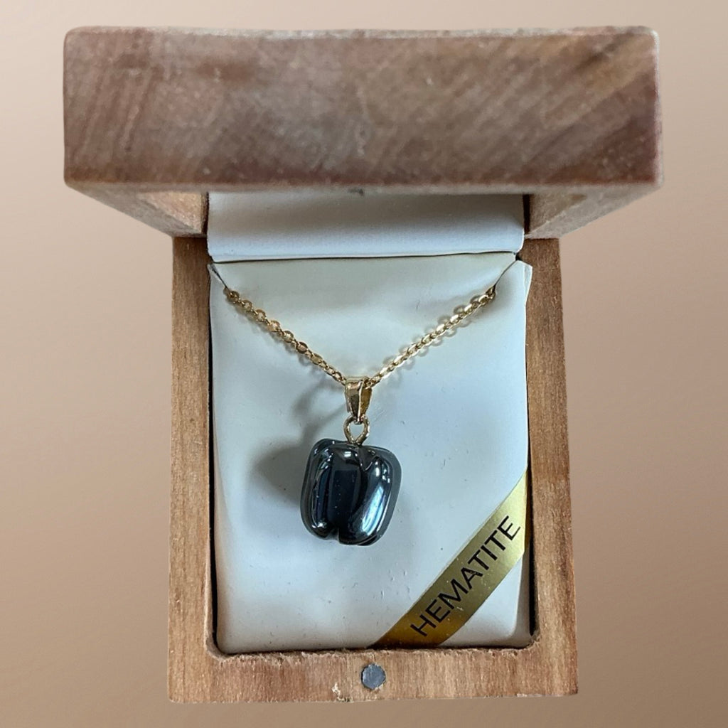 Hematite Apple Necklace in Gold