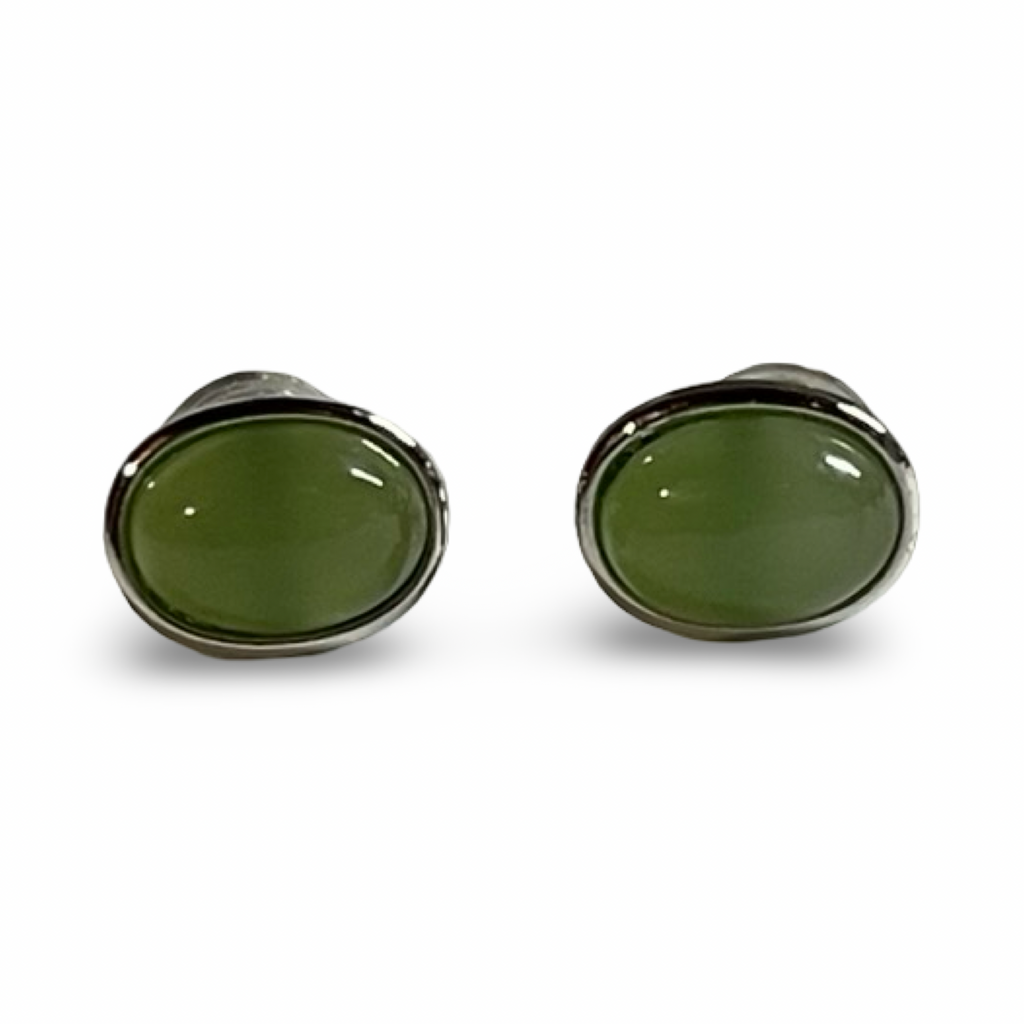 Jade Stud Earrings - oval and round styles
