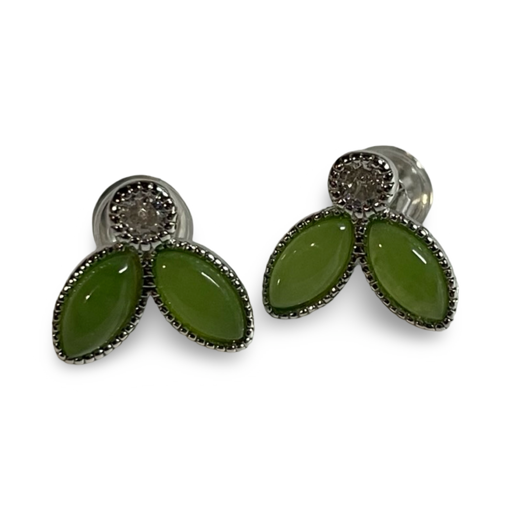 Jade “leaf” studs