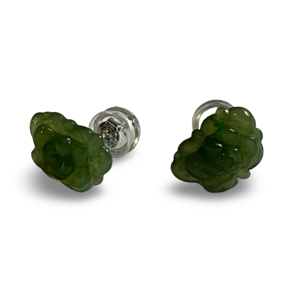 Vintage jade Floral Stud Earrings
