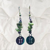 Jade and Rainbow Metal Zodiac Sign Dangle Earrings