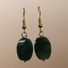 Jade Oval Earrings in Gold/Silver Style