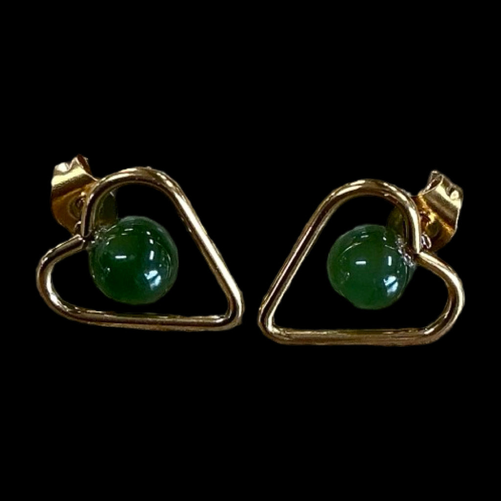 Heart Studs with Jade