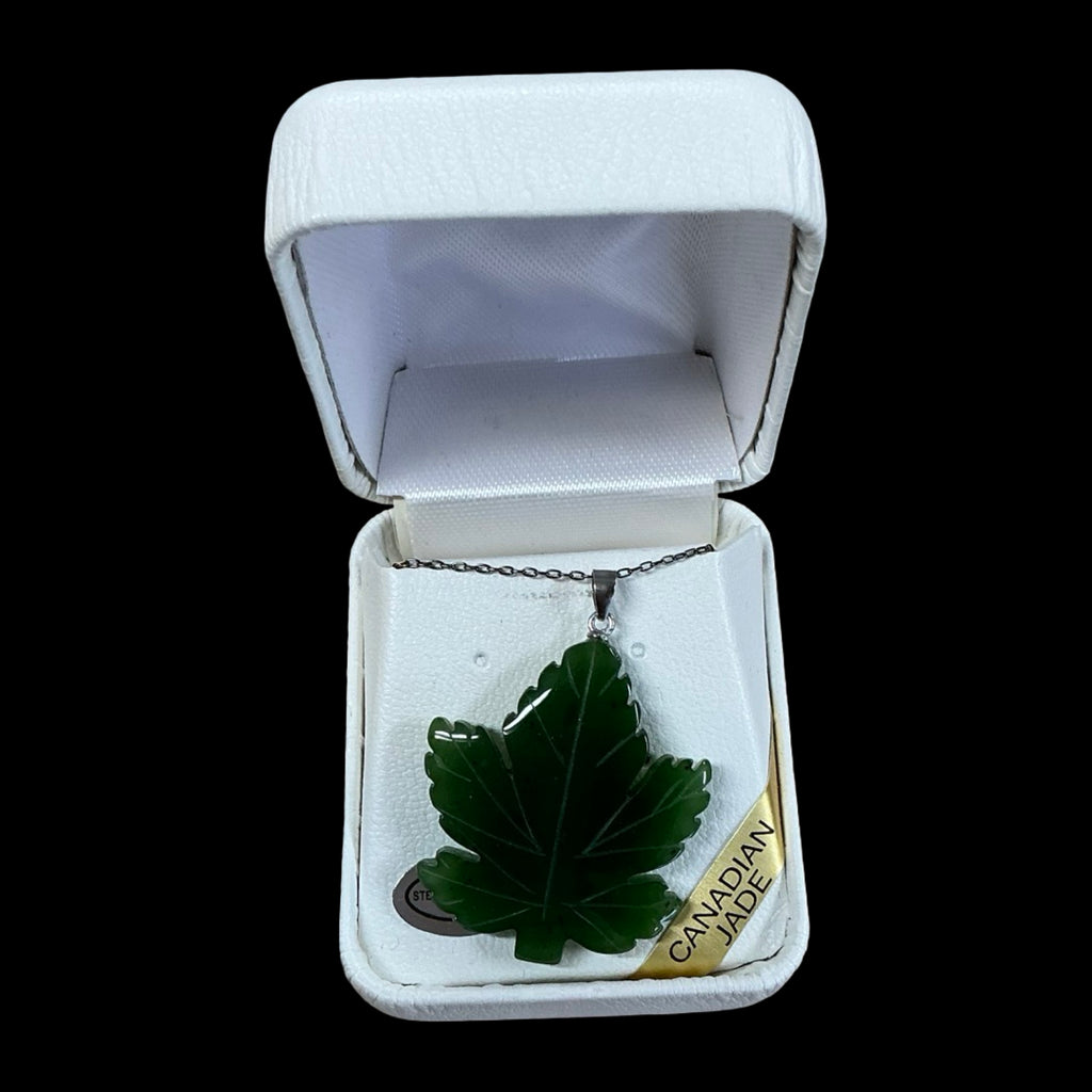 Jade Maple Leaf necklace silver