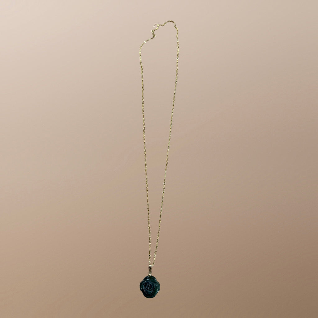 Jade Rose Necklace Gold Plated
