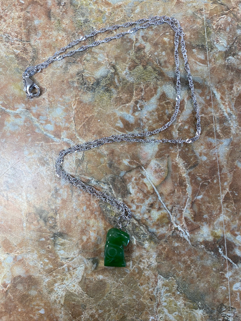 Silver Necklace Jade Puffin