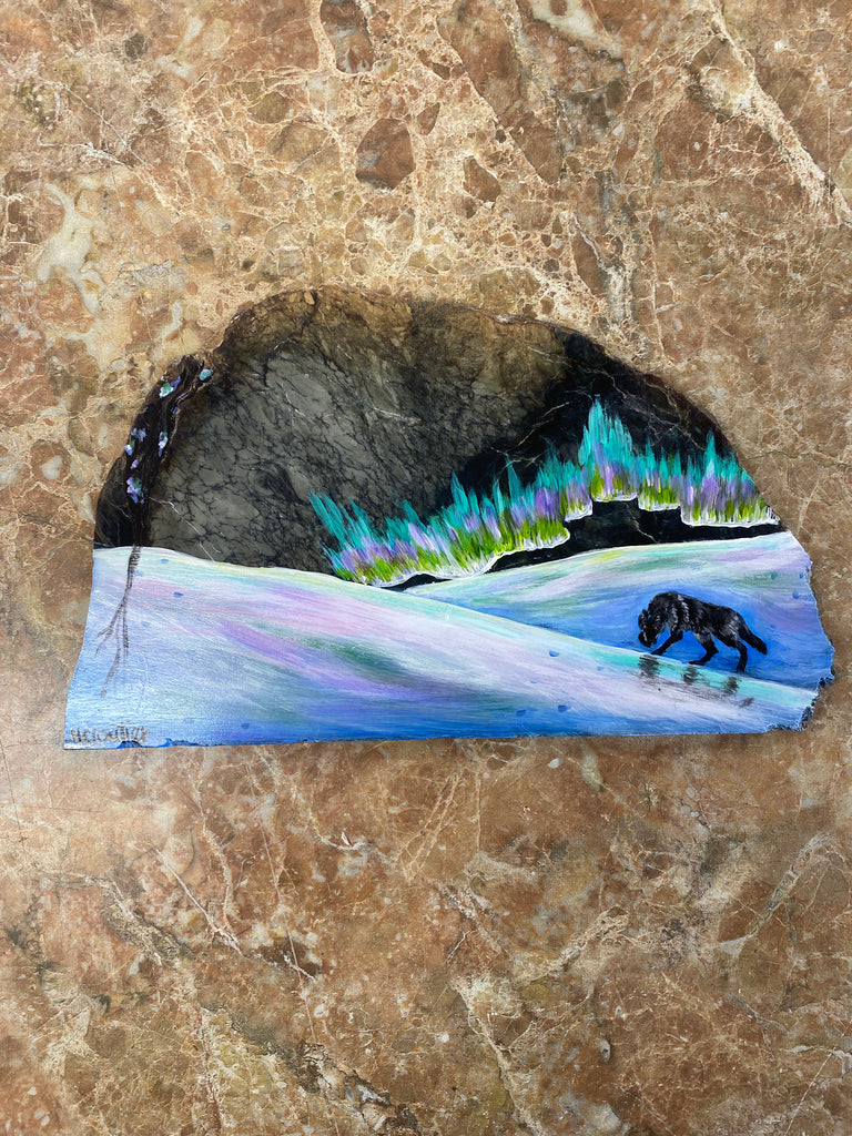 Wolf Painting on a Jade