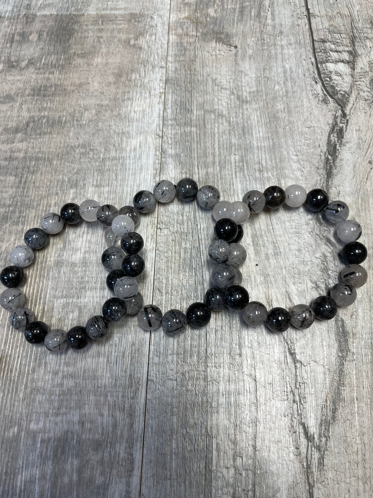Black Tourmaline and Rutilated Quartz Bracelets