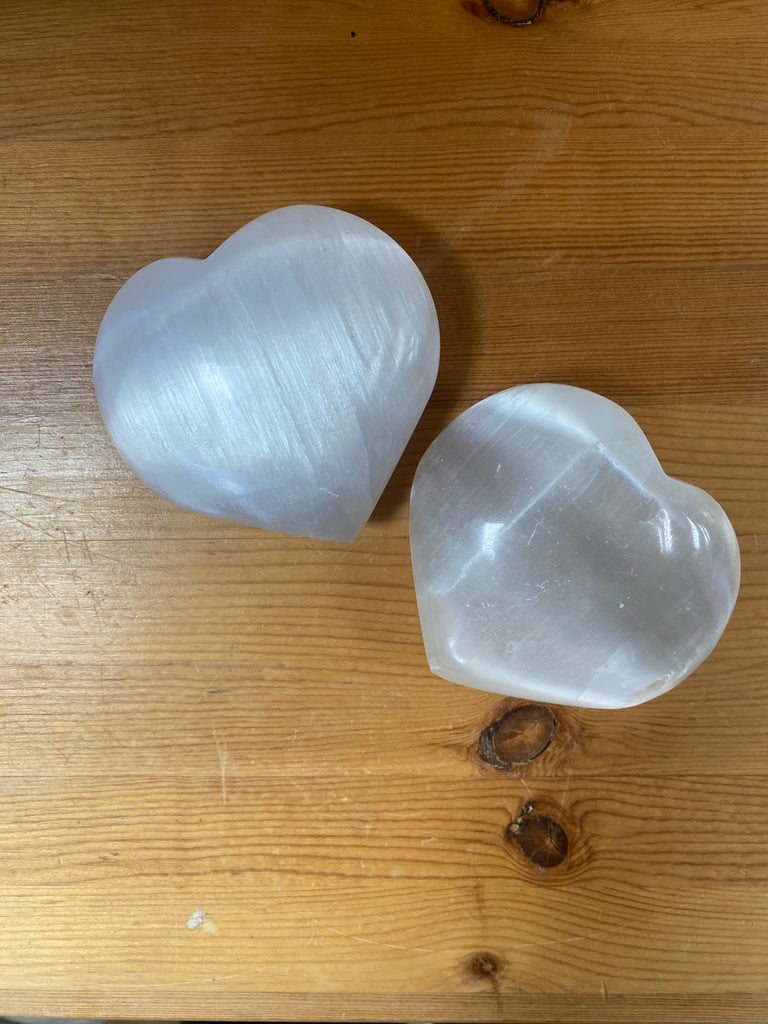 Selenite Heart in Medium