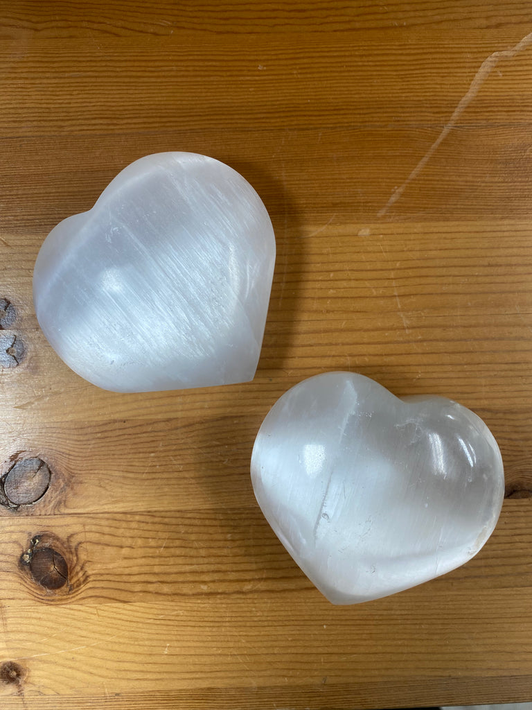 Selenite Heart in Medium