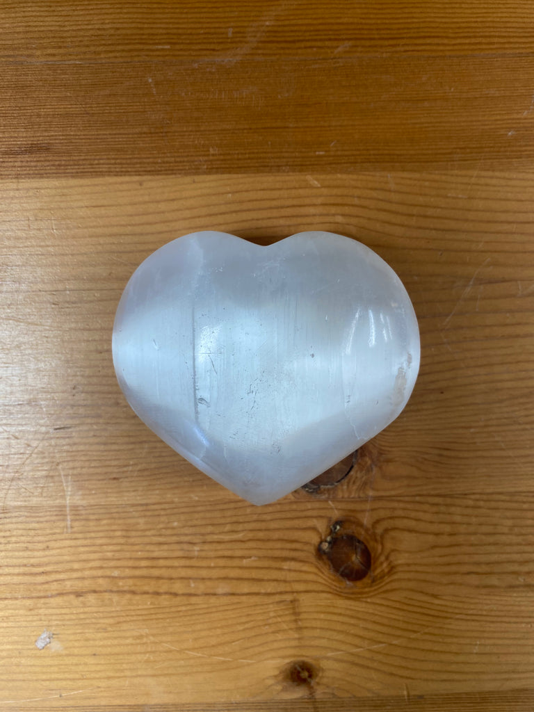Selenite Heart in Medium