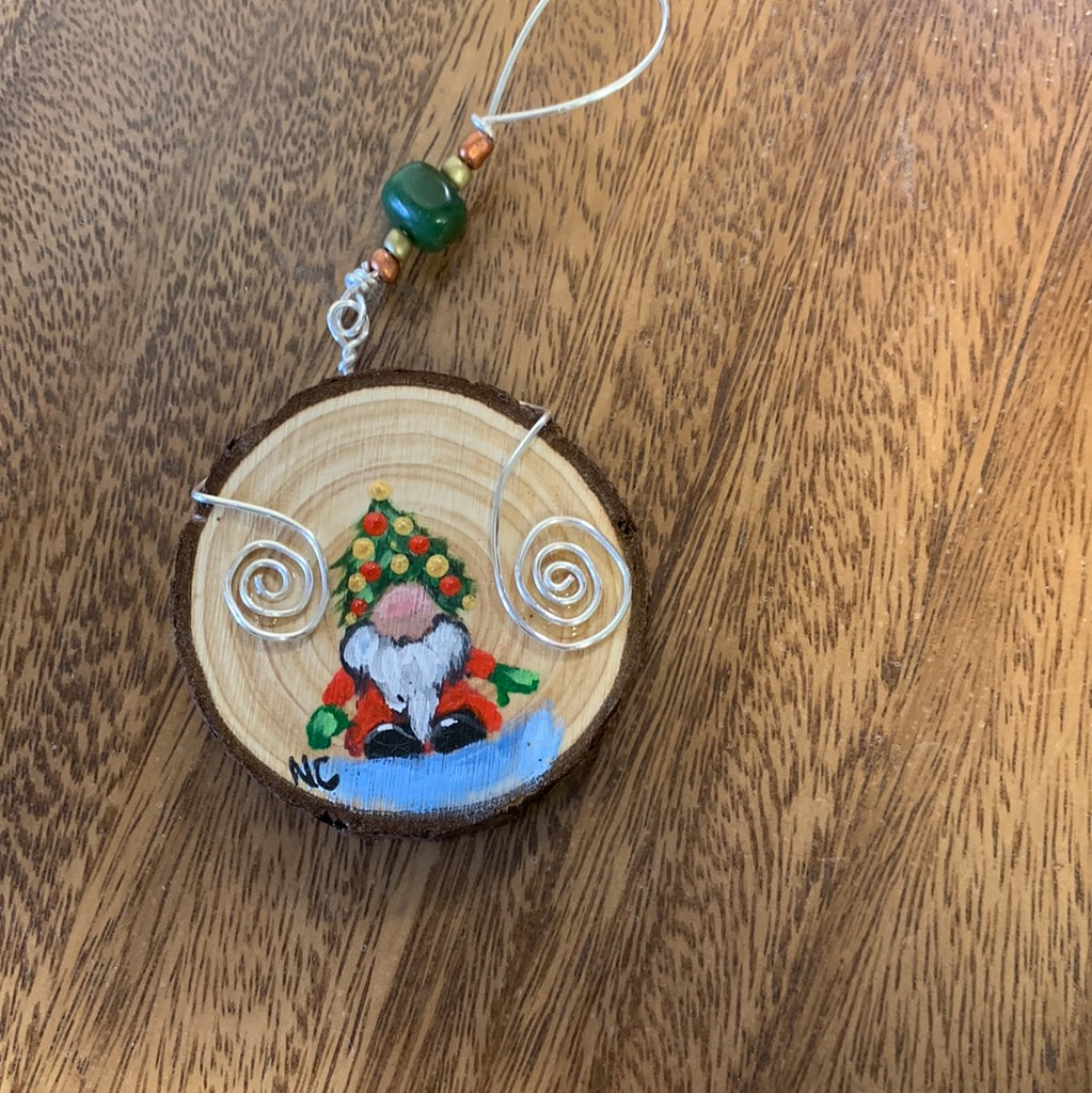 Jade City Creations- Wood Rounds Christmas ornaments