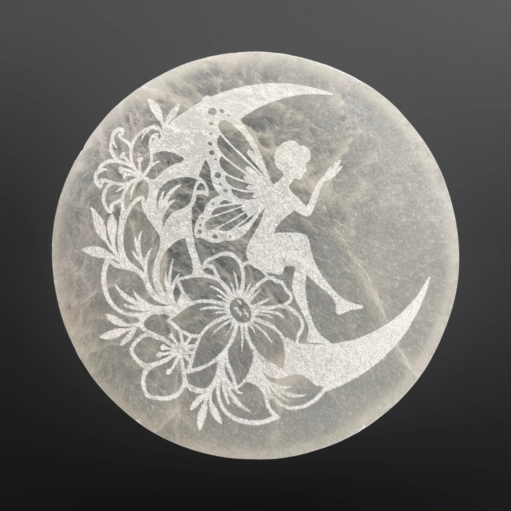 Selenite disks with design
