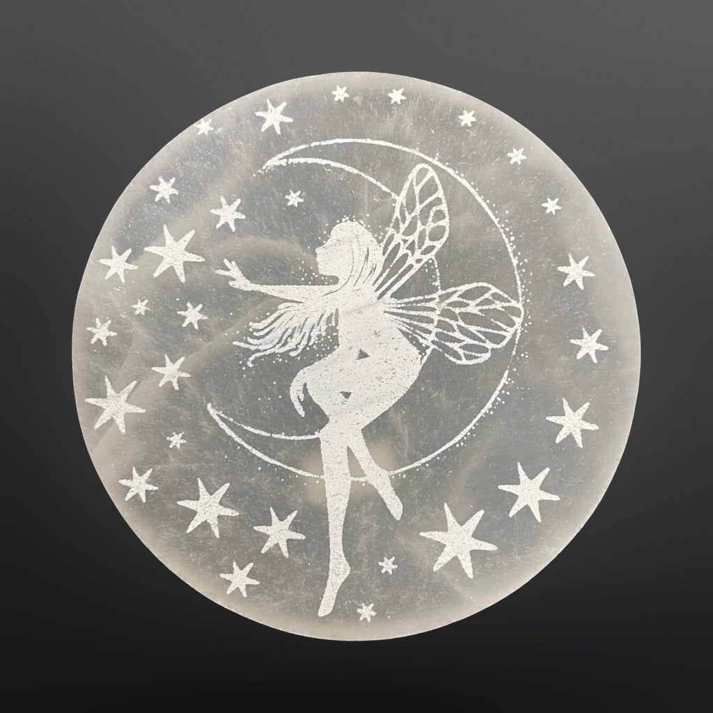Selenite disks with design
