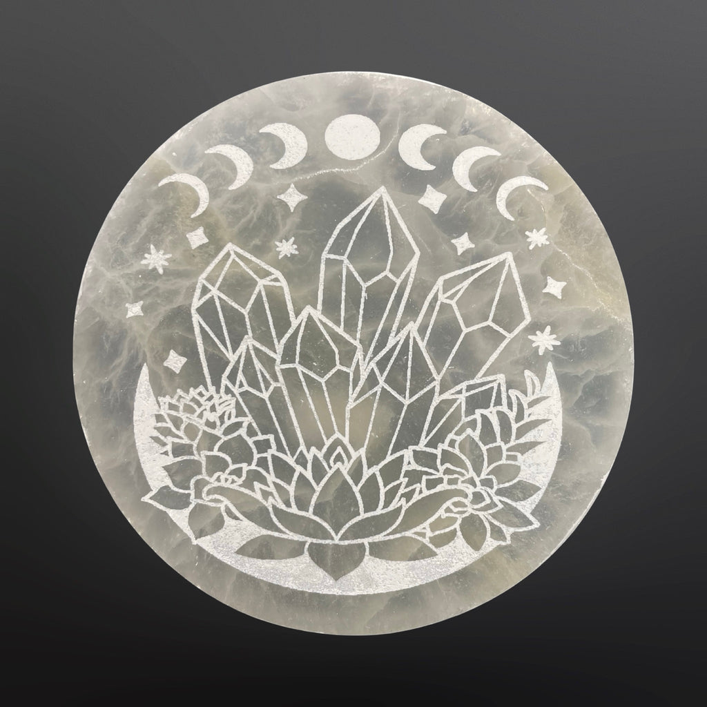 Selenite disks with design