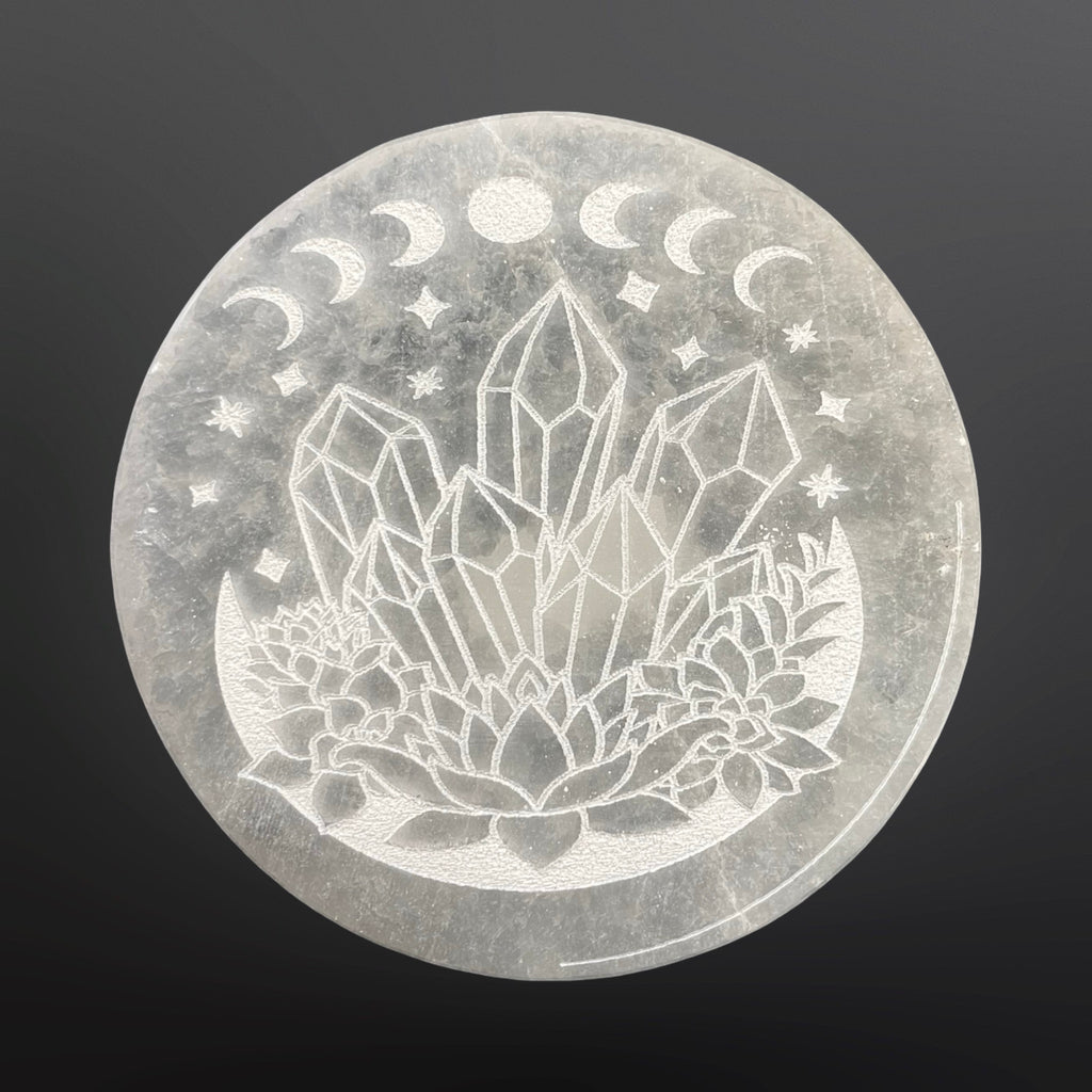 Selenite disks with design