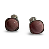 Silver Square and Round Stud Earrings - jade or rhodonite