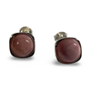 Silver Square and Round Stud Earrings - jade or rhodonite